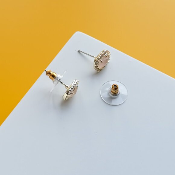 Cade Gold Rose Quartz Stud Earrings by Kendra Scott - Picture 3 of 4